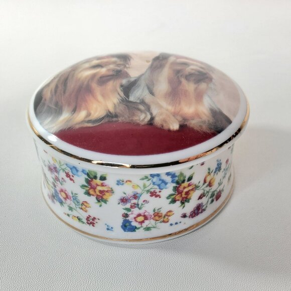 Yorkshire Terrier Trinket Ring Box Bone China England - Picture 8 of 12